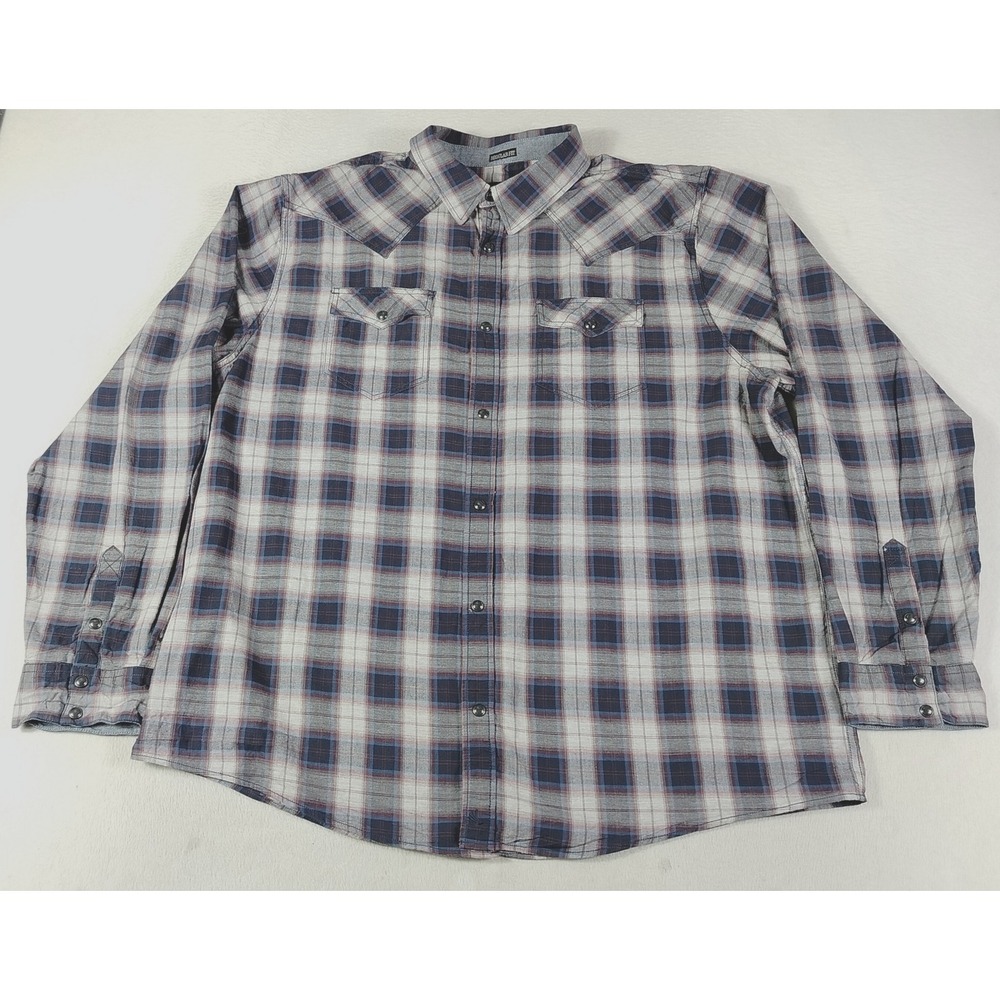 Cody James Plainsman Shirt Mens 3XL Blue Plaid Western Pearl Snap Cowboy Rodeo
